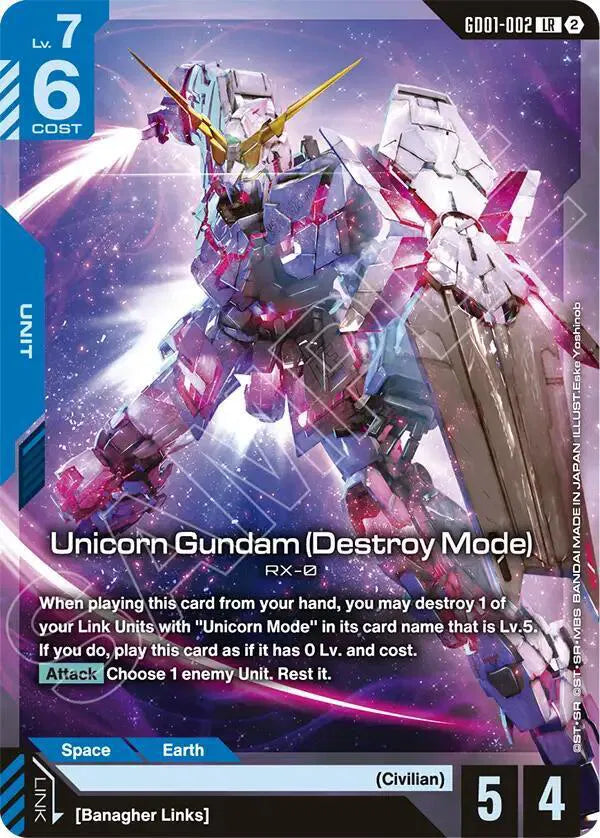 Unicorn Gundam (Destroy Mode) GD01-002 · Normal (Deck Build Box Freedom Ascension)