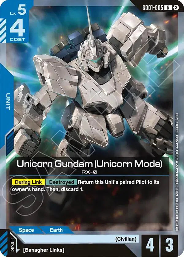 Unicorn Gundam (Unicorn Mode) GD01-005 · Normal (Deck Build Box Freedom Ascension)