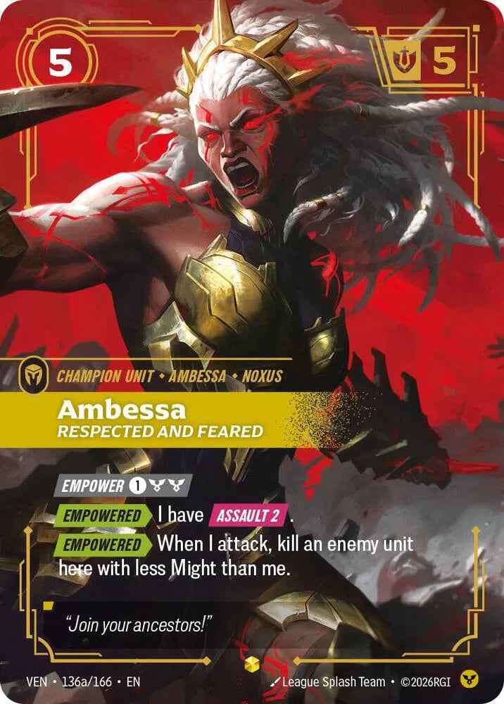 Ambessa, Respected and Feared (Alternate Art) 136a/166 · Foil (Vendetta)