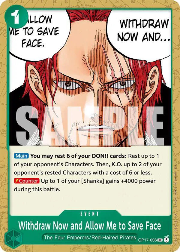 Withdraw Now and Allow Me to Save Face OP17-036 (The World's Strongest Warriors)