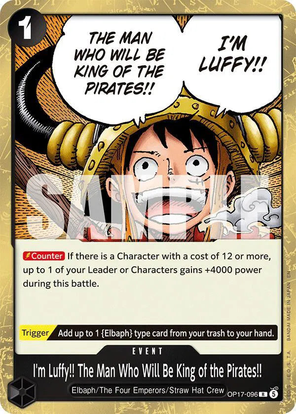 I'm Luffy!! The Man Who Will Be King of the Pirates!! OP17-096 (The World's Strongest Warriors)