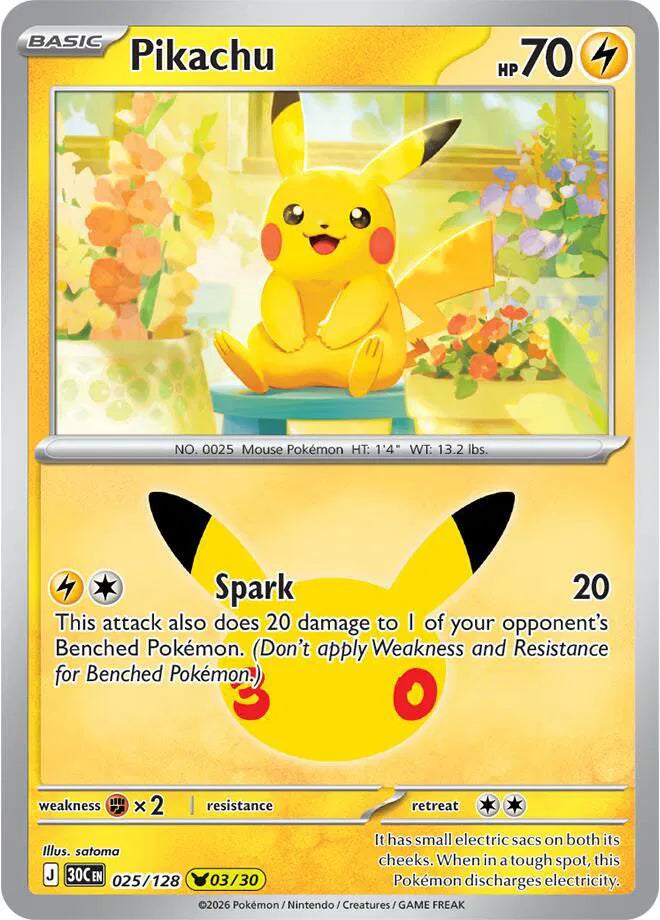 Pikachu 025/128 (30th Celebration)