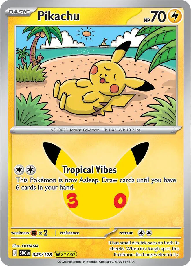 Pikachu 043/128 (30th Celebration)