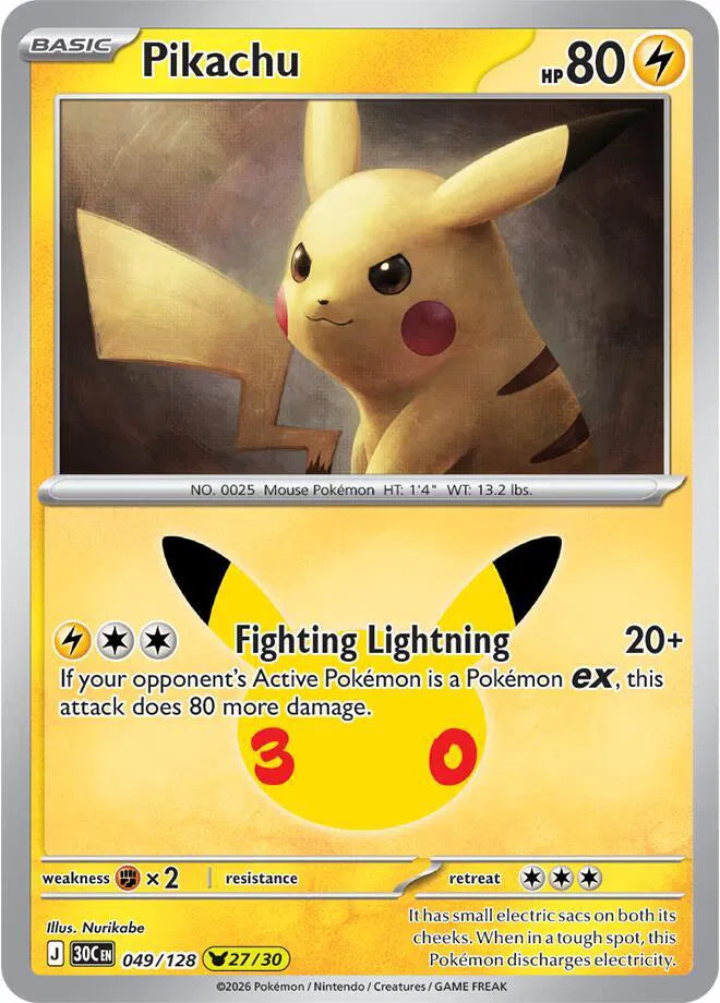 Pikachu 049/128 (30th Celebration)