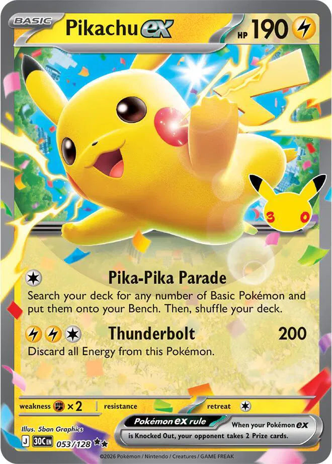 Pikachu ex 053/128 (30th Celebration)