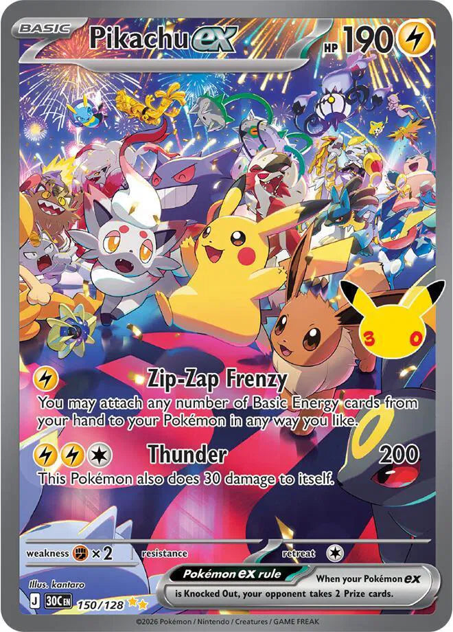 Pikachu ex 150/128 (30th Celebration)