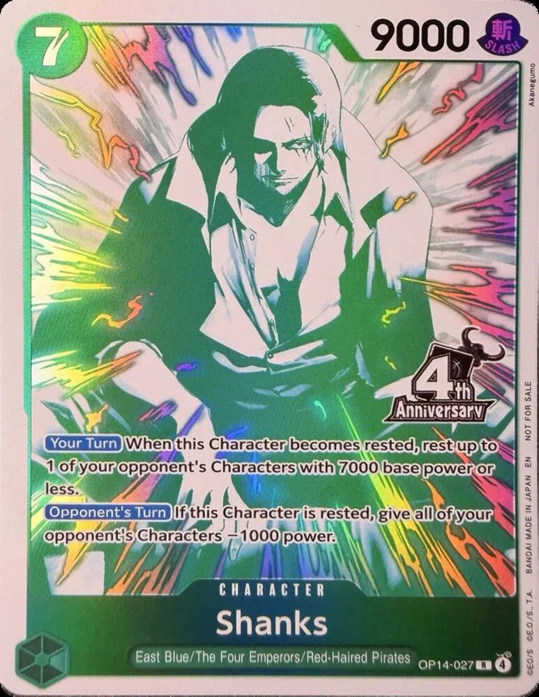 Shanks (4th Anniversary Treasure Campaign Pack) OP14-027 (One Piece Promotion Cards)