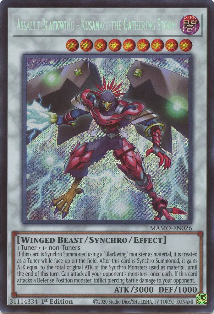 Assault Blackwing - Kusanagi the Gathering Storm (Secret Rare) MAMO-EN026 (Magnificent Monsters)