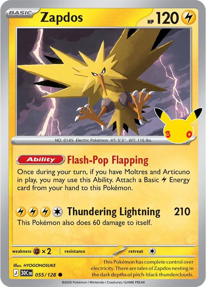 Zapdos - 055/128 - ME: 30th Celebration (30C)