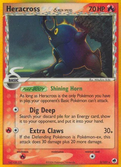 Heracross (Delta Species) 3/101 · Holofoil (EX Dragon Frontiers) — PSA 9
