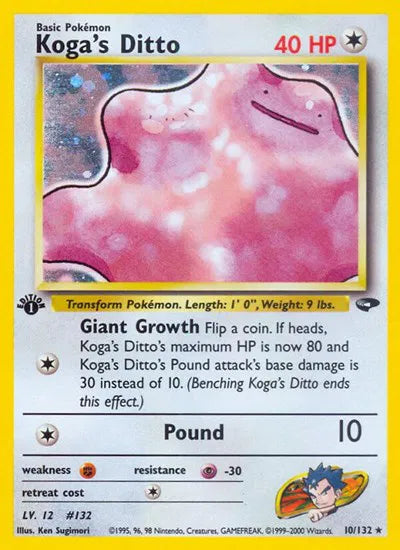 Koga's Ditto 10 · Unlimited Holofoil (Gym Challenge) — PSA 9