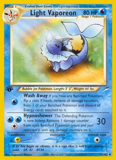 Light Vaporeon 52 · 1st Edition (Neo Destiny)