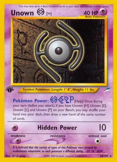 Unown [H] 28 · Neo Destiny - 1st Edition Vintage