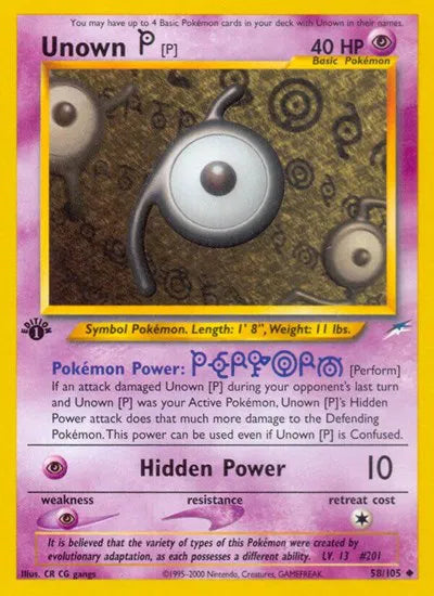 Unown [P] 58 · 1st Edition (Neo Destiny)
