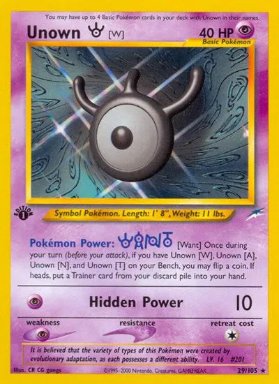 Unown [W] 29 · Neo Destiny - 1st Edition Vintage