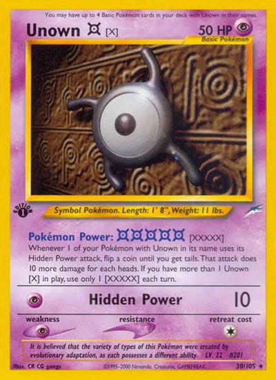 Unown [X] 30 · Neo Destiny - 1st Edition Vintage