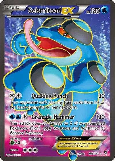 Seismitoad EX (106 Full Art) (Furious Fists) — PSA 9