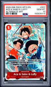 PSA 10 - Ace & Sabo & Luffy Alt Art (OP13-007) [Cert 150835418] by Sealed Collectibles on MYNTED