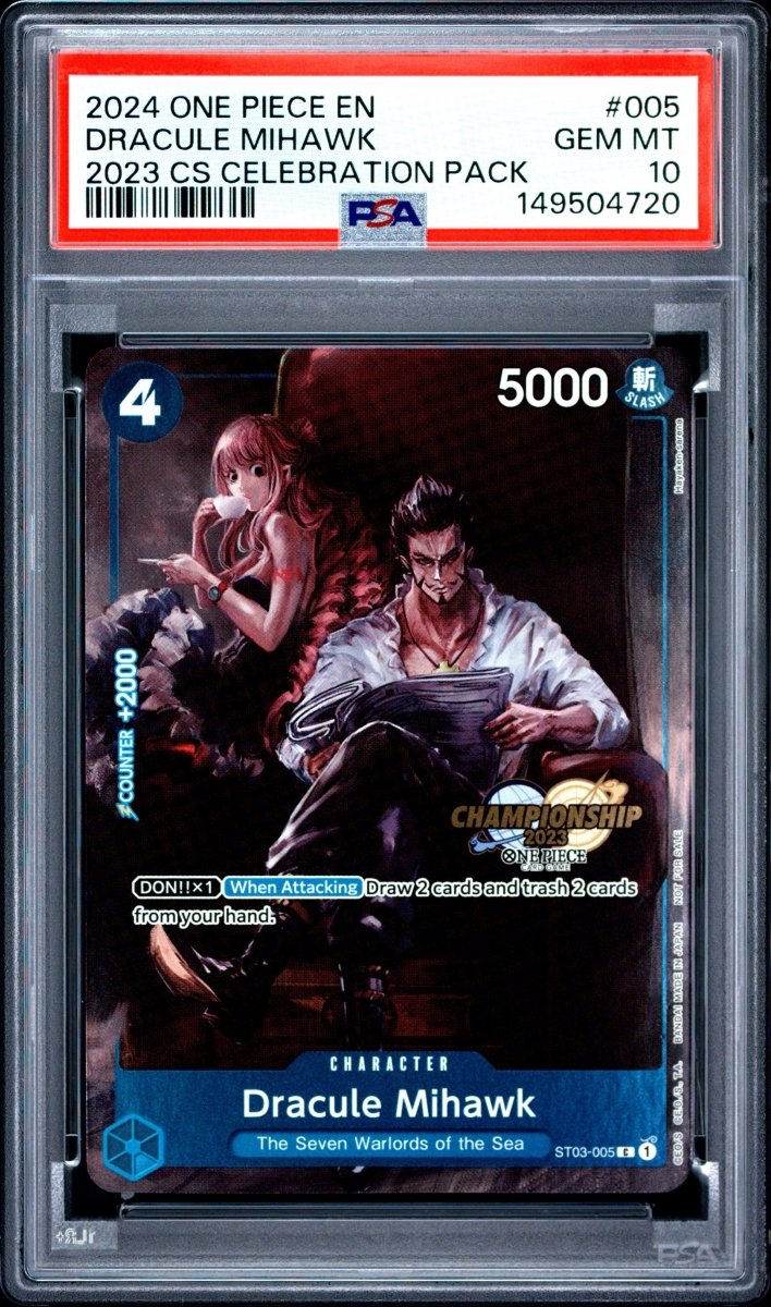 PSA 10 - Dracule Mihawk - 2023 CS Celebration Pack (Championship Stamp) by TCGDON on MYNTED