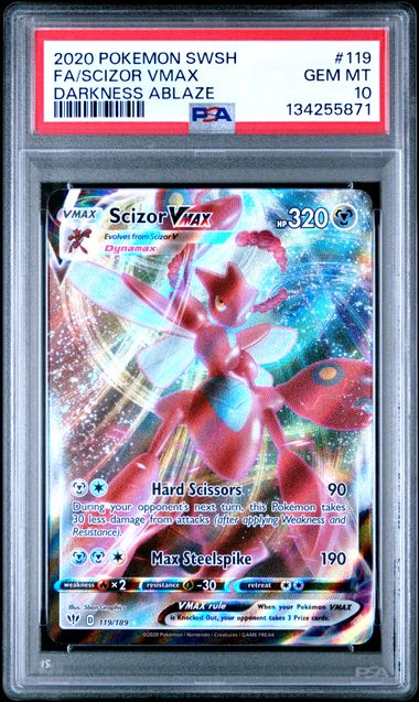 PSA 10 GEM MINT - SCIZOR VMAX - DARKNESS ABLAZE - 119/189 by TBD TCG on MYNTED