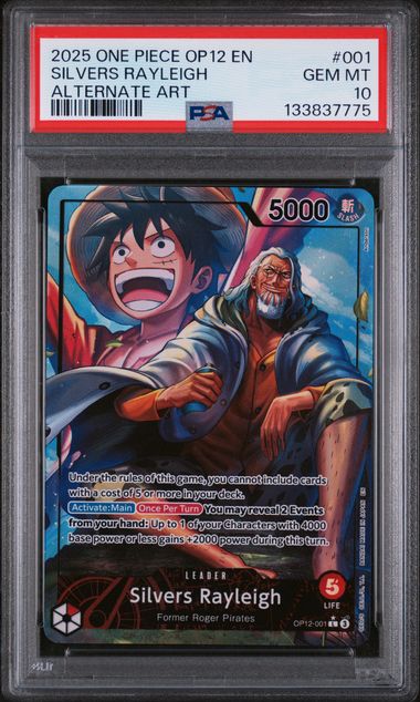 PSA 10 GEM MINT - SILVERS RAYLEIGH ALTERNATE ART - Legacy of the Master - OP12 - 001 by TBD TCG on MYNTED