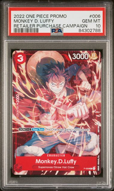 PSA 10 Monkey.D.Luffy - P - 006 (Retail Promo) One Piece Promotion Cards PR P - 006 by Schmutzfink TCG on MYNTED