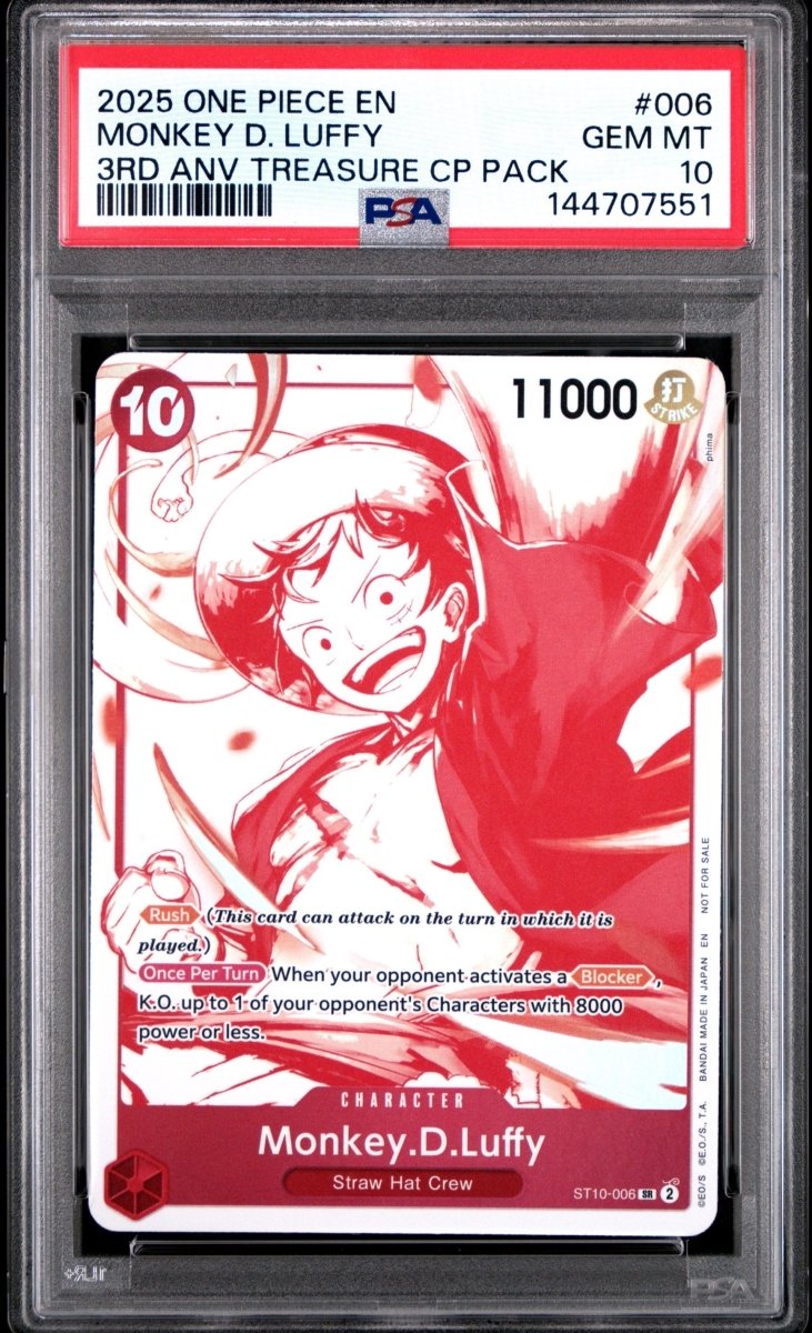 PSA 10 - One Piece - Monkey D Luffy 006 - 3rd Anniversary Treasure CP Pack by TCGDON on MYNTED