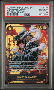 PSA 10 - One Piece - MONKEY D. LUFFY - ALTERNATE ART - OP10 by TCGDON on MYNTED