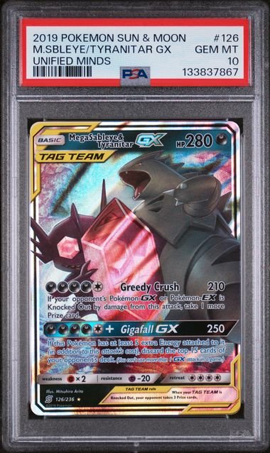 PSA 10 Pokémon Mega Sableye & Tyranitar GX 126 by Schmutzfink TCG on MYNTED