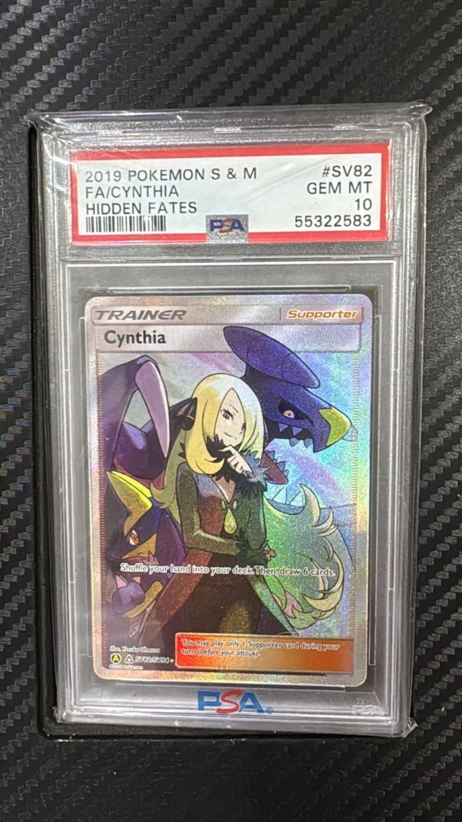 PSA 10 POKEMON SUN & MOON HIDDEN FATES SV82 FA/CYNTHIA HIDDEN FATES by Sonys TCG on MYNTED