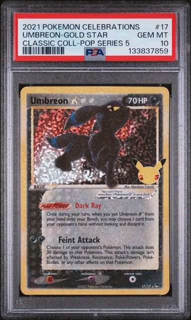 PSA 10 Pokémon Umbreon Gold Star 17 by Schmutzfink TCG on MYNTED