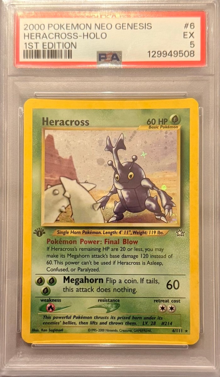 PSA 5 | 2000 POKEMON NEO GENESIS HERACROSS HOLO 1ST EDITION by Shaibz TCG on MYNTED