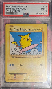 PSA 9 | 2016 POKEMON XY SURFING PIKACHU EVOLUTIONS by Shaibz TCG on MYNTED