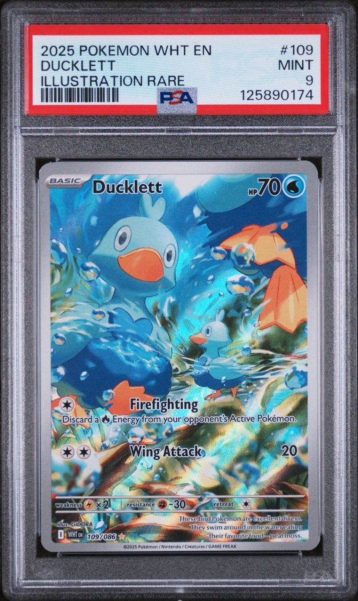 PSA 9 Ducklett White Flare Illustration Rare 109/086 by PokeSource on MYNTED