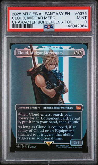 PSA 9 MINT - CLOUD, MIDGAR MERC CHARACTER BORDERLESS - FOIL - FINAL FANTASY - 0375 by TBD TCG on MYNTED