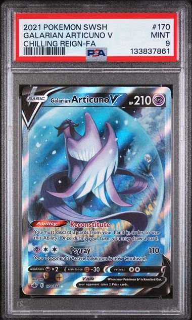 PSA 9 Pokémon Galarian Articuno V 170 (Alternate Art) by Schmutzfink TCG on MYNTED