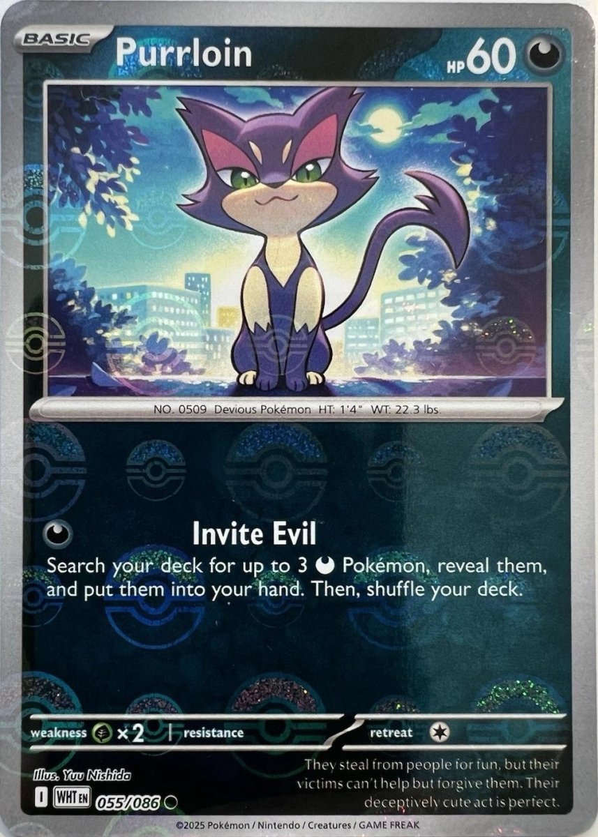 Purrloin - 055/086 (Poke Ball Pattern) - SV: White Flare (WHT) by SAFAQATI on MYNTED