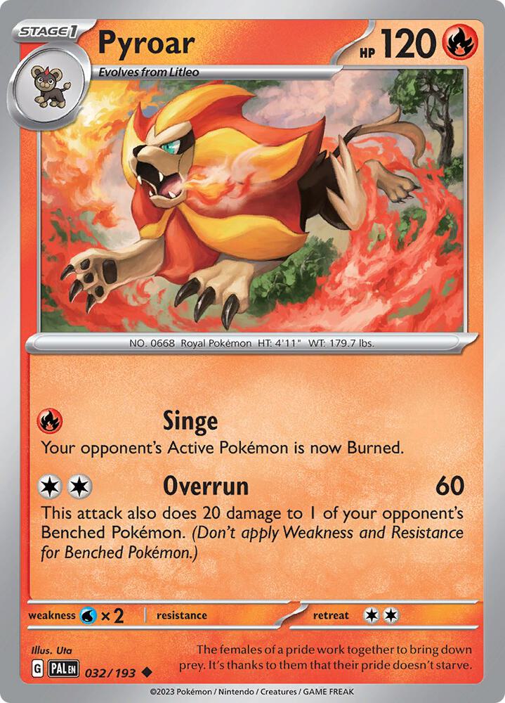 Pyroar 032/193 Normal · Paldea Evolved (PAL) by PokeMarsi on MYNTED