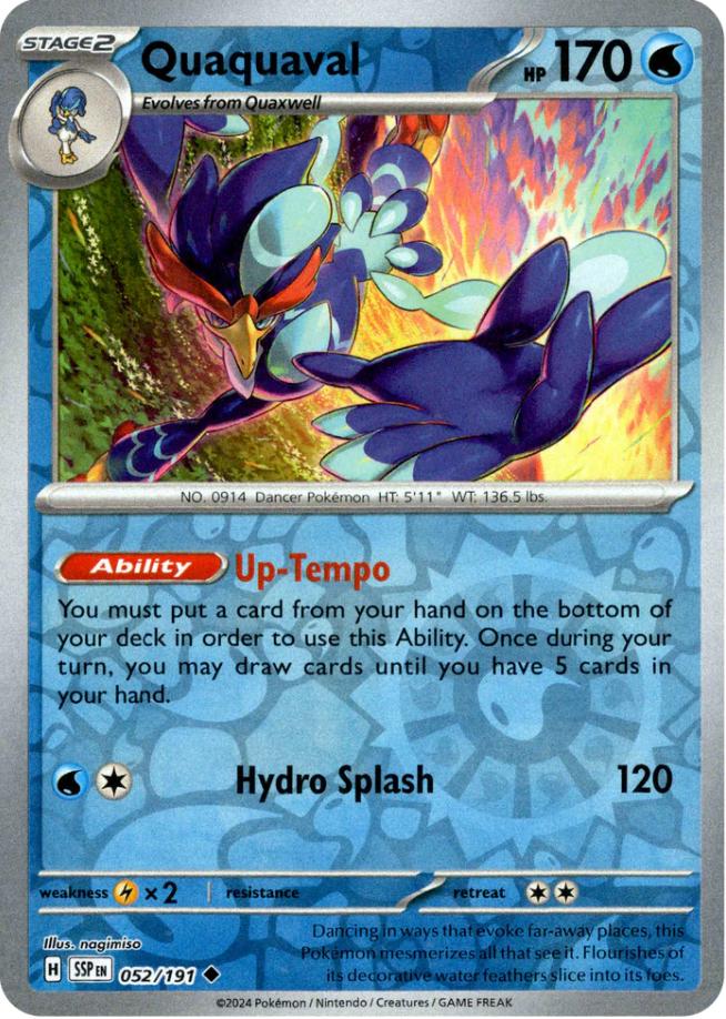 Quaquaval [Reverse Holo] 52 Pokemon Surging Sparks by Moe‘s Vault on MYNTED