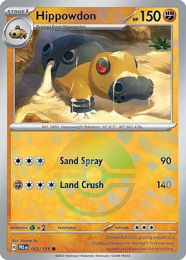 Hippowdon POKEBALL REVERSE HOLO Prismatic Evolutions 053/131