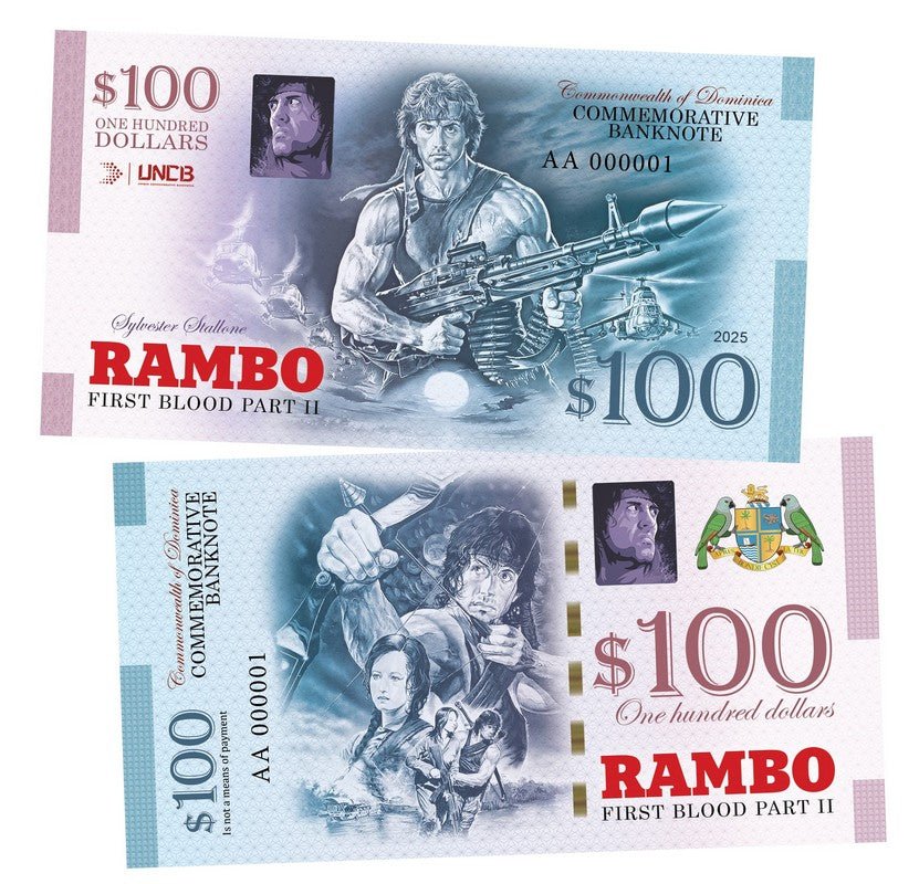 Rambo 2 100 Dollars UNCB banknote by UNCB on MYNTED