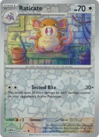 Raticate SV: 151 Uncommon • 020/165 Reverse Holofoil by Shark Pop Culture on MYNTED