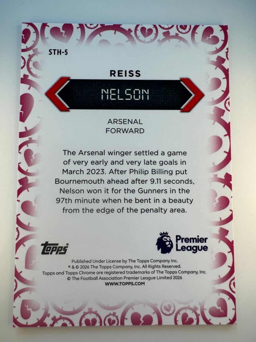 Reiss Nelson Stoppage Time Heartbreaker — 2026 Topps Chrome Premier League — Arsenal by KitRoom Cards on MYNTED