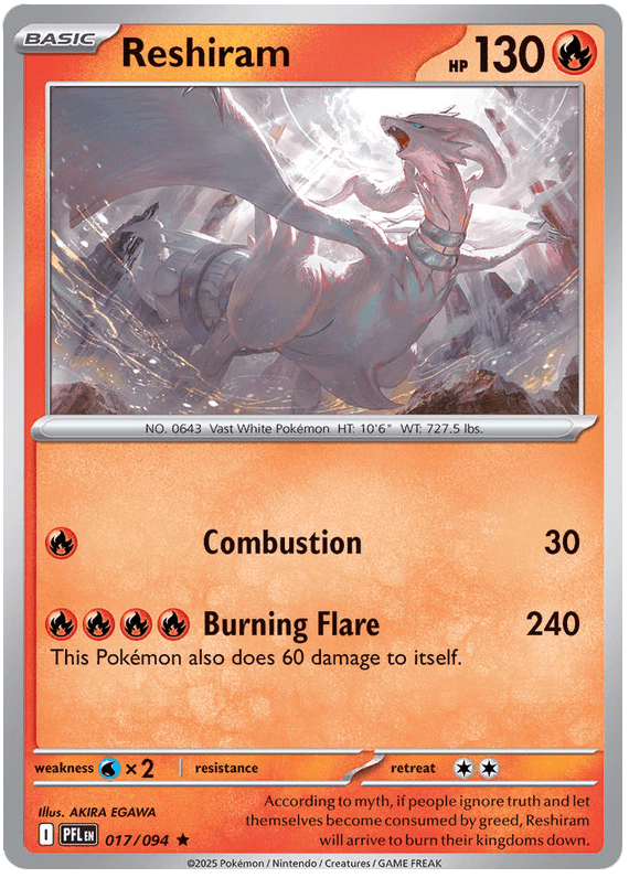 Reshiram 017/094 Holo | Mega Evolution – Phantasmal Flames by Worth the XP on MYNTED