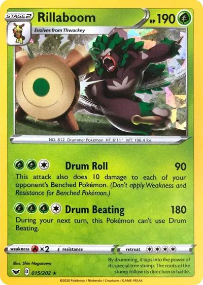 Rillaboom (Holofoil) (Cracked Ice Holo) Deck Exclusives Holo Rare 015/202 by PokeSource on MYNTED