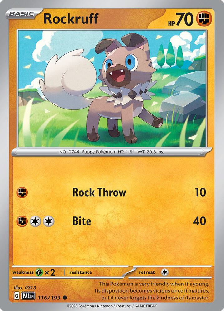 Rockruff 116/193 Normal · Paldea Evolved (PAL) by PokeMarsi on MYNTED