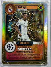 Rodrygo 2024 Topps Merlin UEFA Merlin's Gamers Firework Variation Gold /50 by Rip and Collect on MYNTED