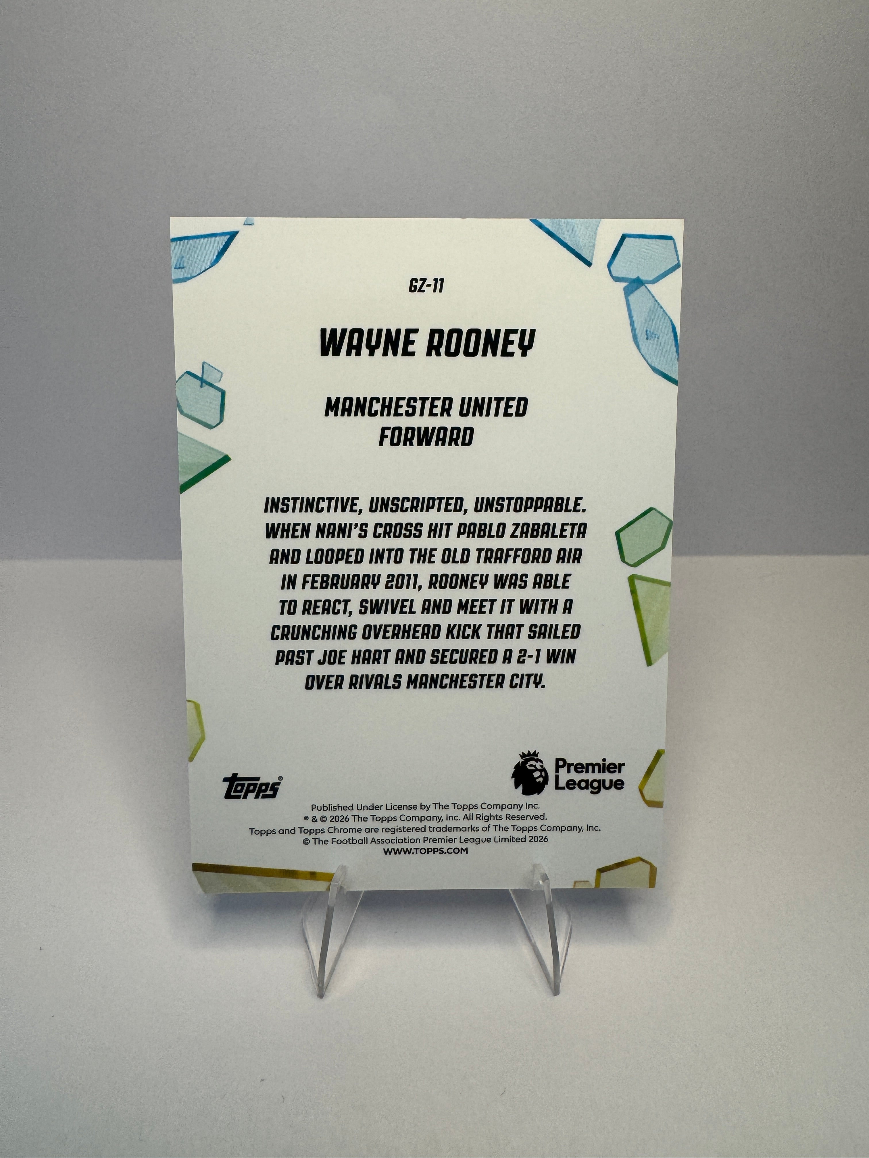 Wayne Rooney GZ-11 Golazo — 2026 Topps Chrome Premier League — Manchester United