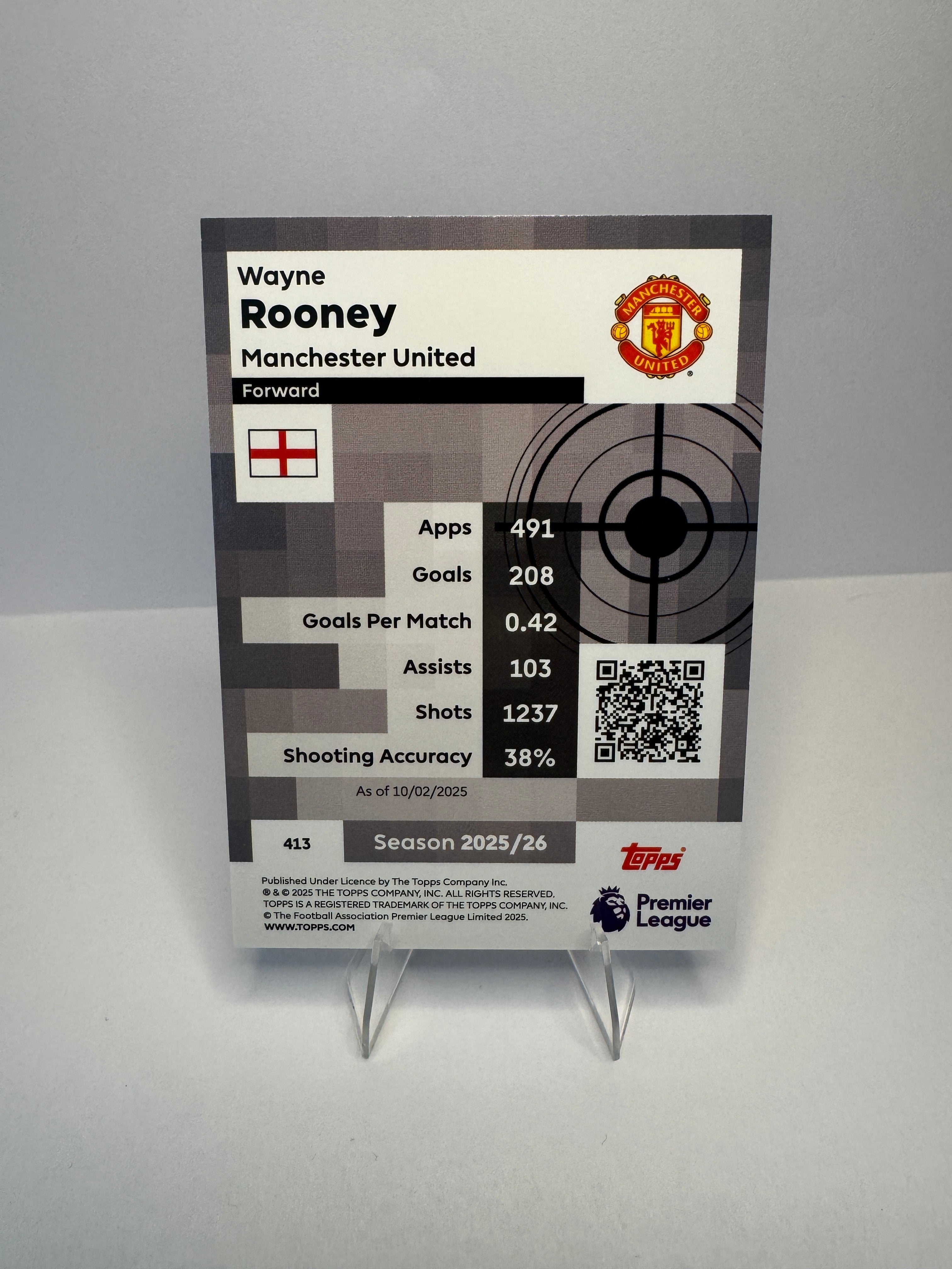 Wayne Rooney #413 Pro Precision Parallel — 2025-26 Topps Premier League — Manchester United