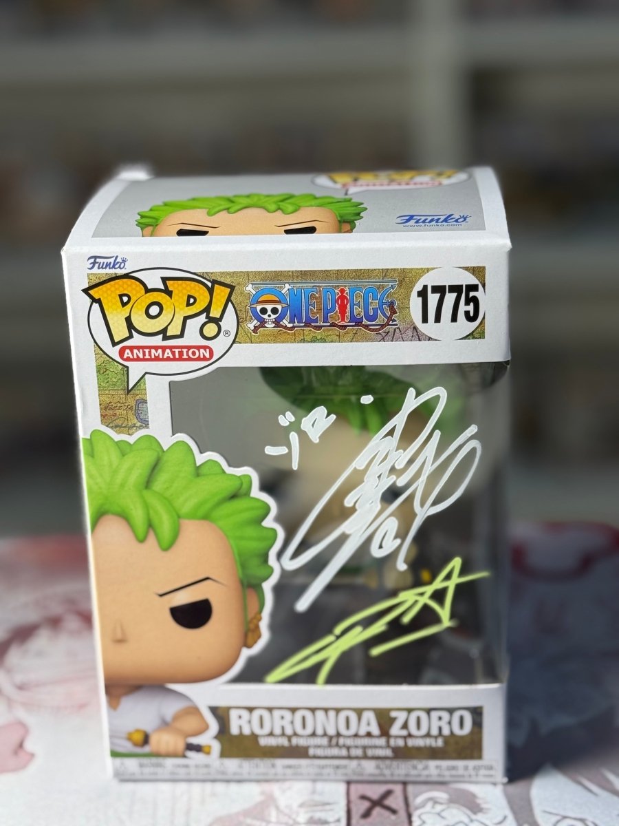 Roronoa Zoro Double signed by the Japanese Voice Actor and the English VA by Luffy Collects on MYNTED